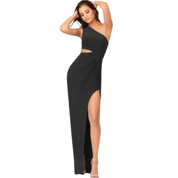 Azazie x Kendall + Kylie A10 Black Cutout Formal Gown Elegant Evening Dress - Picture 1 of 15